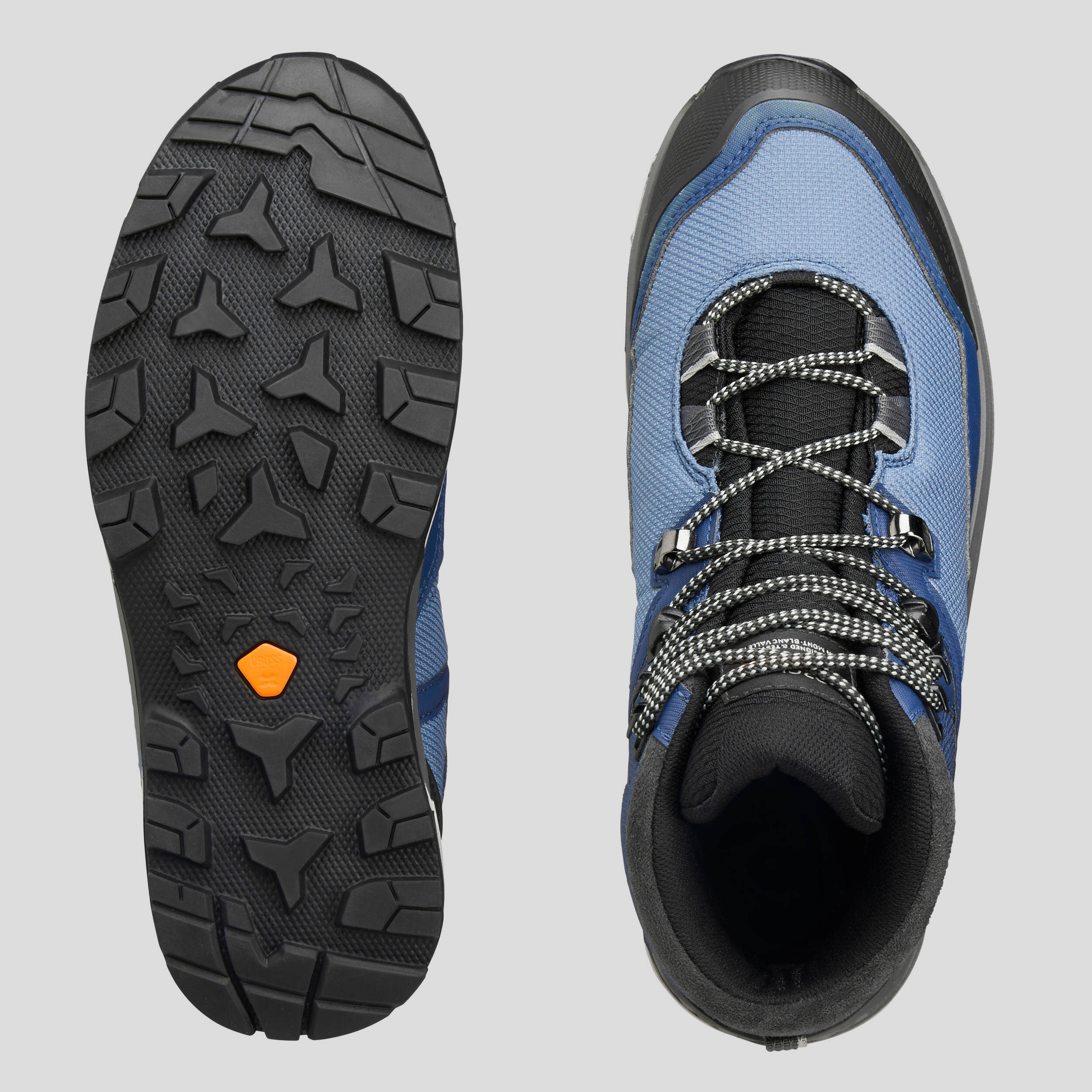 Women Waterproof Leather Trekking Boots MT100 TEX Blue Grey -  4