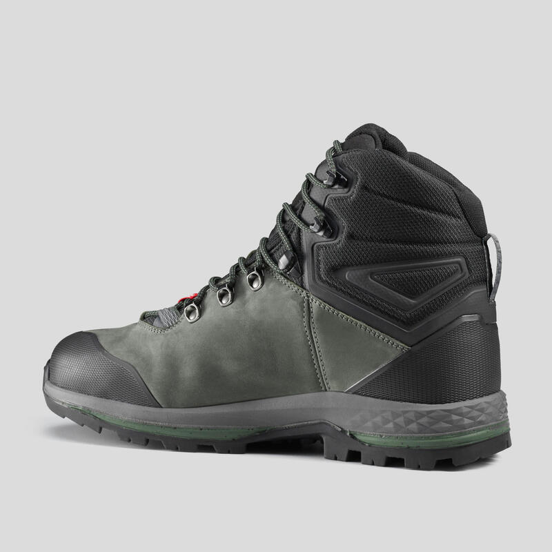 Waterdichte hoge trekkingschoenen voor heren MT100 wide leer crosscontact