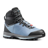 Women's waterproof leather hiking boots - MT100 Wide - Blue