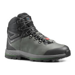 Sepatu Boots Kulit Trekking Lebar Pria  TREK100 - Khaki