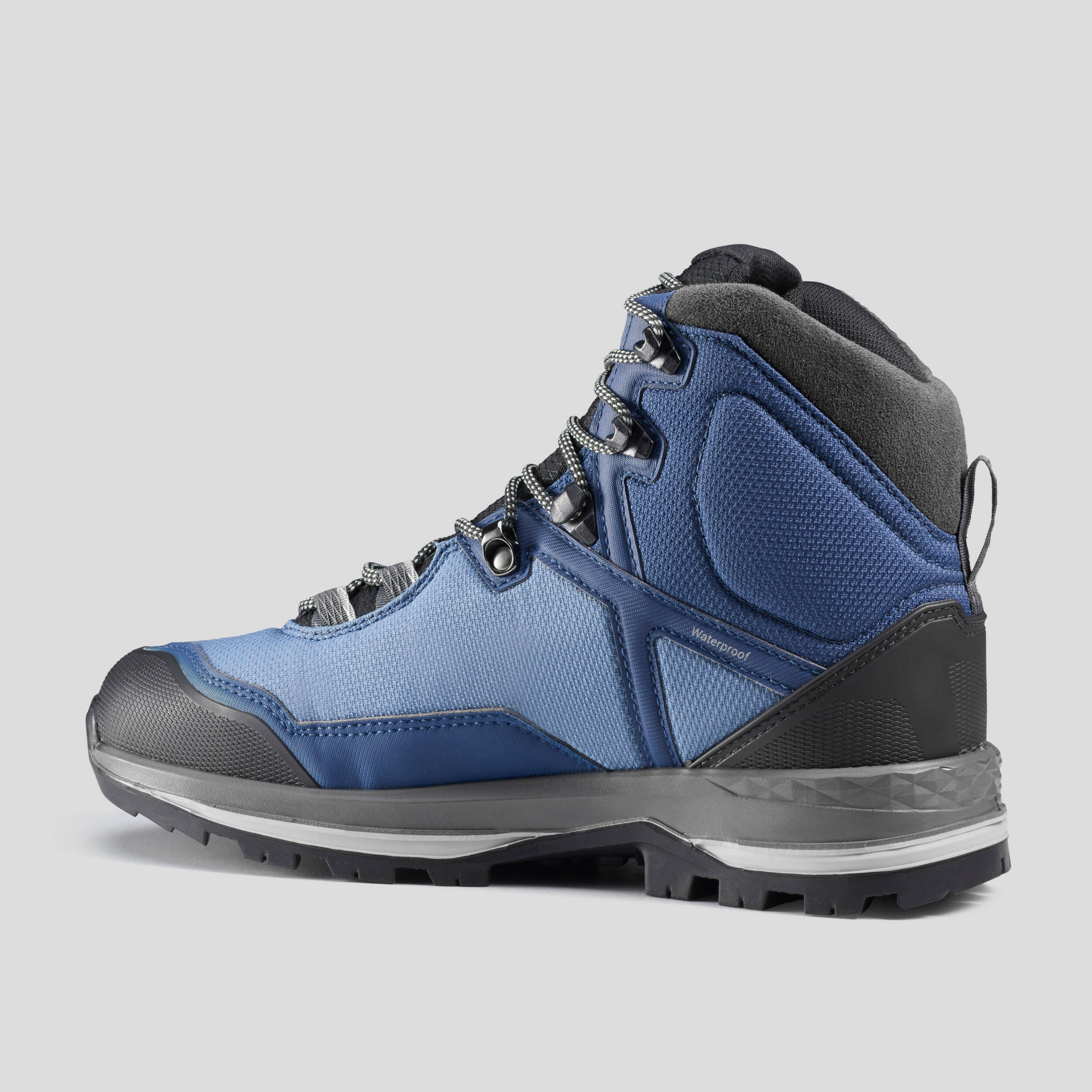 Women Waterproof Leather Trekking Boots MT100 TEX Blue Grey -  3