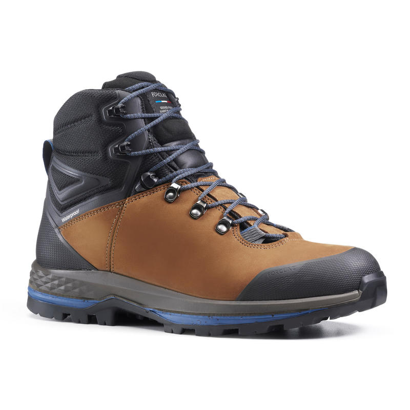 Men's Leather Mountain Trekking Boots with Flexible Soles - TREK100 LEATHER