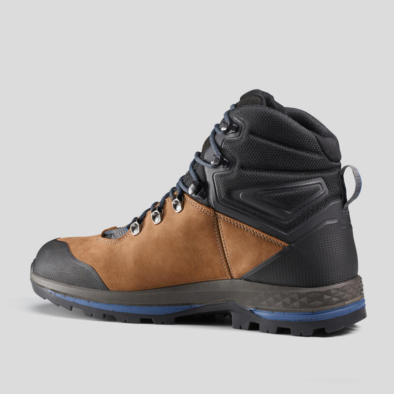 Men's Leather Mountain Trekking Boots with Flexible Soles - TREK100 LEATHER