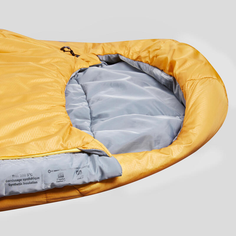 Saco de dormir guata 5 ºC confort forma momia Trek 500 amarillo