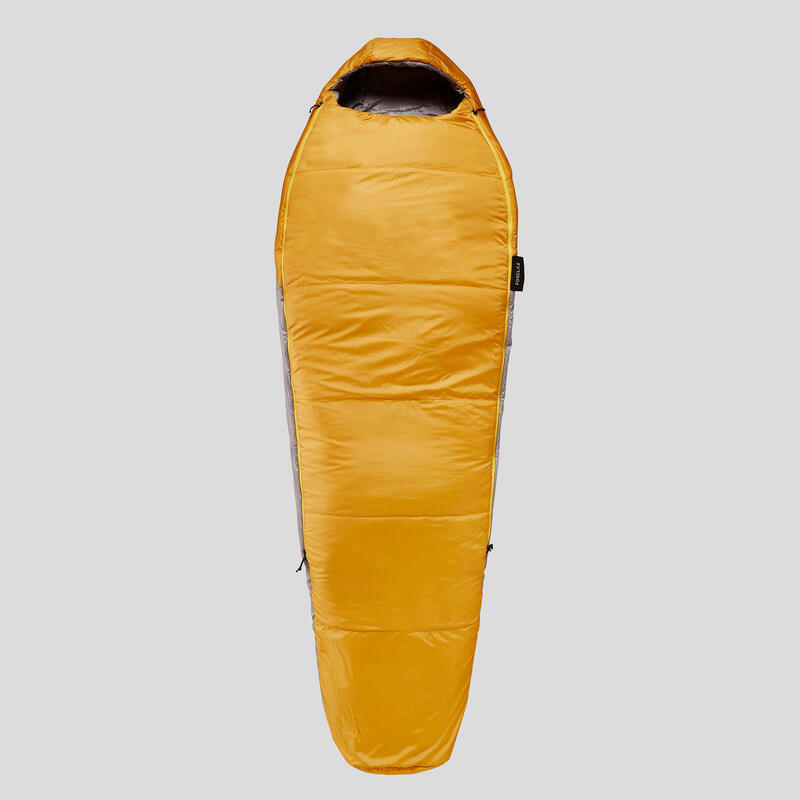 5°C 木乃伊式合成填充物可拼接多日登山睡袋 TREK 500 - 黃色
