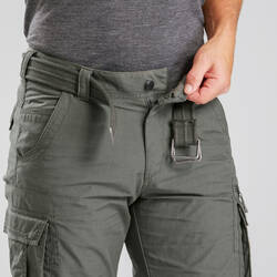 Men's Travel Trekking Zip-Off Cargo Trousers - Travel 100 Zip-Off - khaki