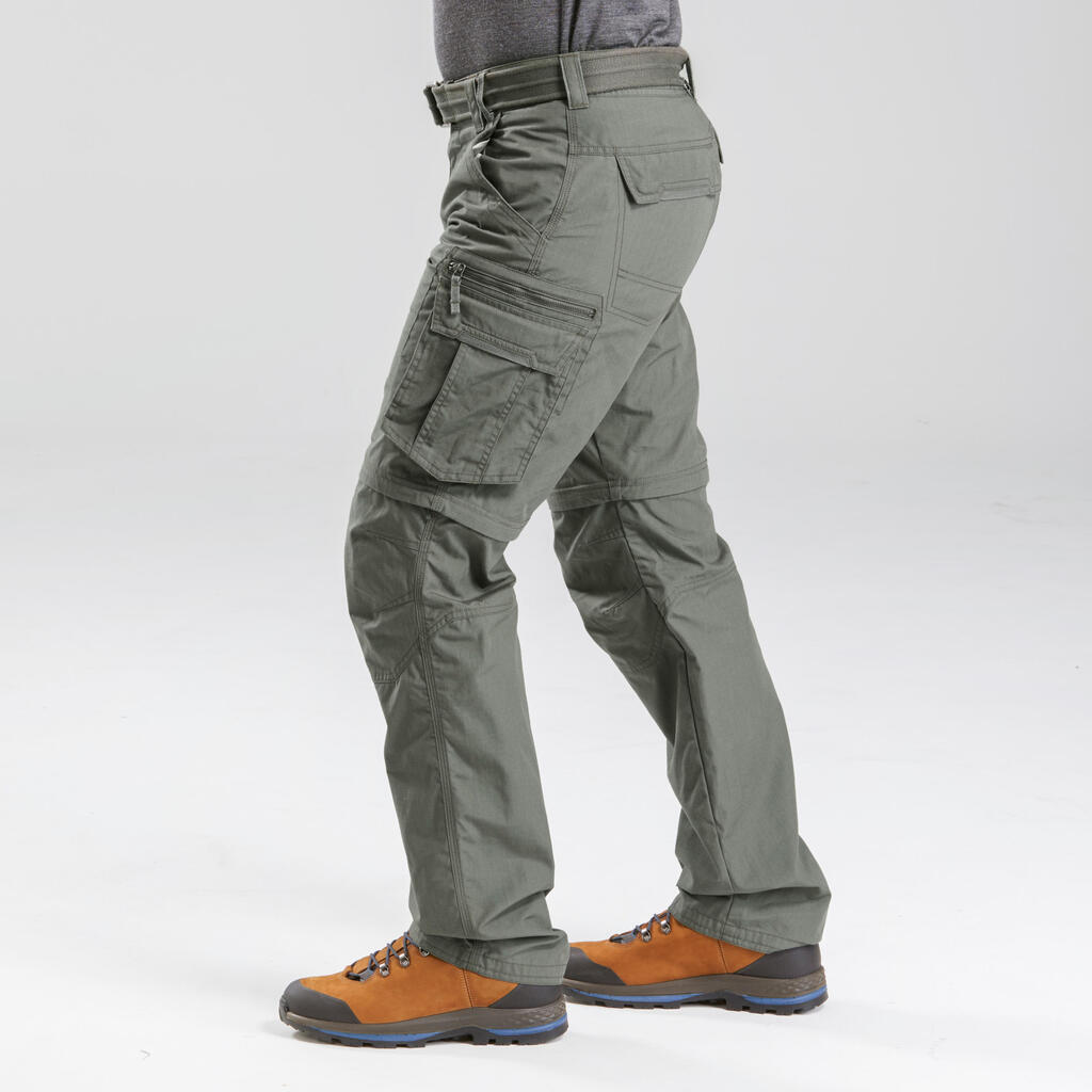 Men's Travel Trekking Zip-Off Cargo Trousers - Travel 100 Zip-Off - sand