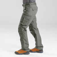 Men's Travel Trekking Zip-Off Cargo Trousers - Travel 100 Zip-Off - khaki