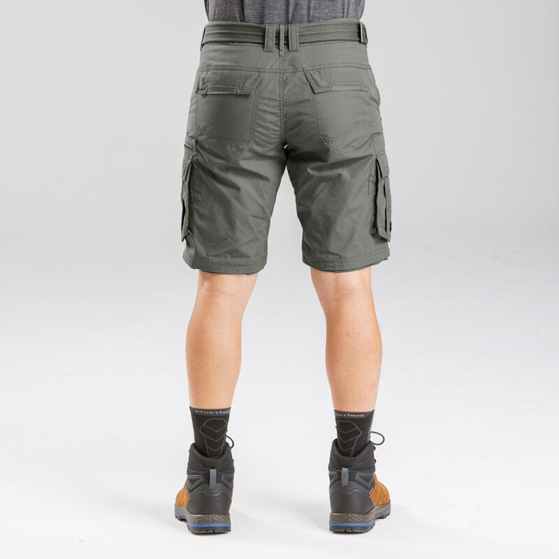 Men's Travel Trekking Zip-Off Cargo Trousers - Travel 100 Zip-Off - khaki