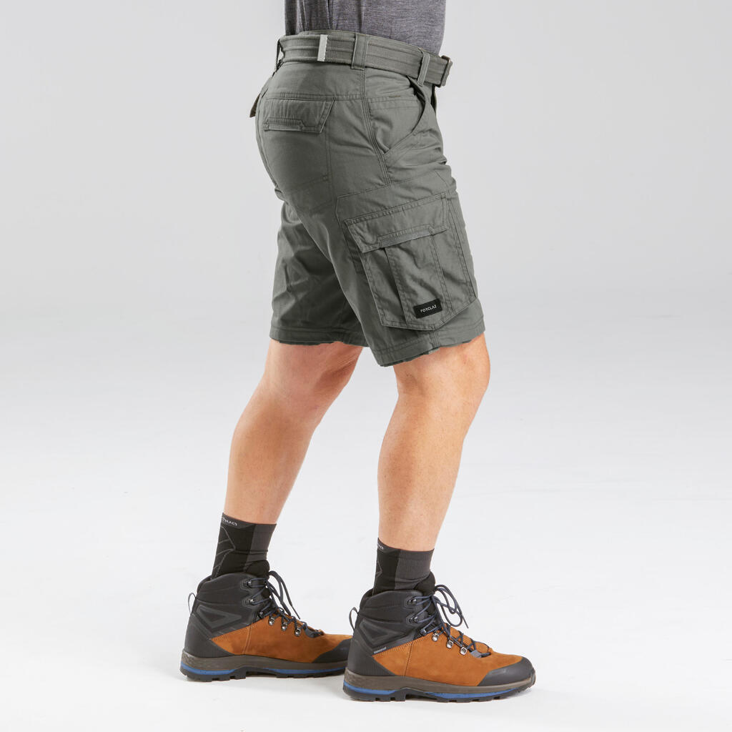 Men's Travel Trekking Zip-Off Cargo Trousers - Travel 100 Zip-Off - sand