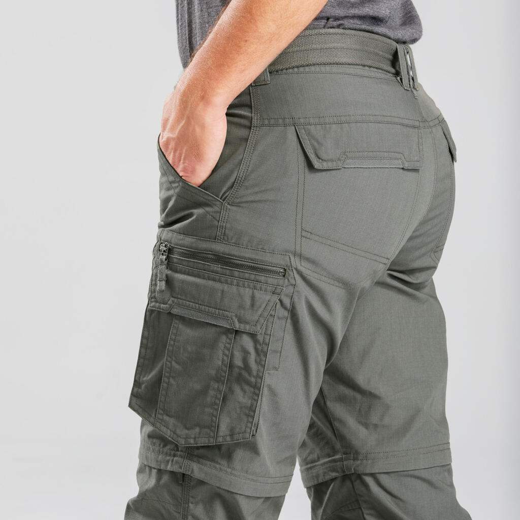 Men's Travel Trekking Zip-Off Cargo Trousers - Travel 100 Zip-Off - sand