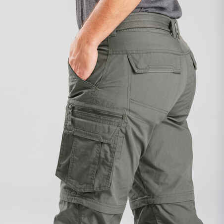 Men's Travel Backpacking Zip-Off Cargo Pants - Travel 100 Zip-Off - khaki