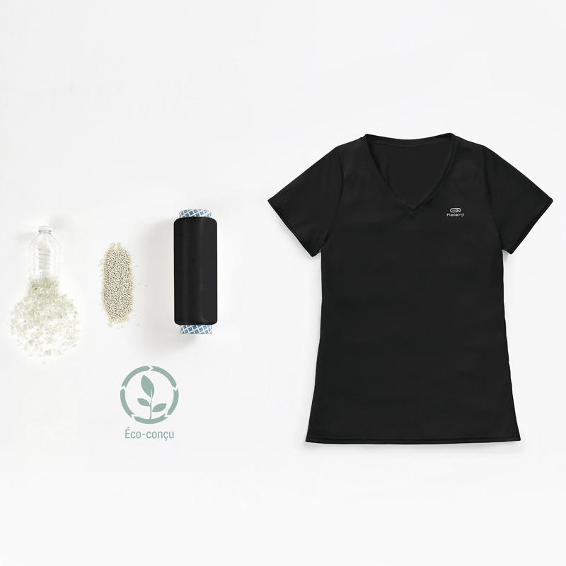 T-shirt running manches courtes respirant femme - Dry noir