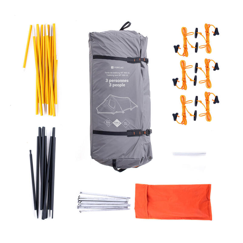 Tienda de campaña túnel trekking 3 personas Forclaz MT900 Ultralight