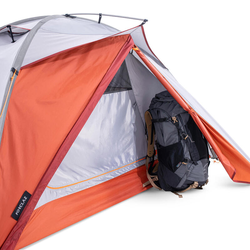Self-standing 3 Seasons Dome Trekking 2 Person Tent - TREK 500 - Grey Orange