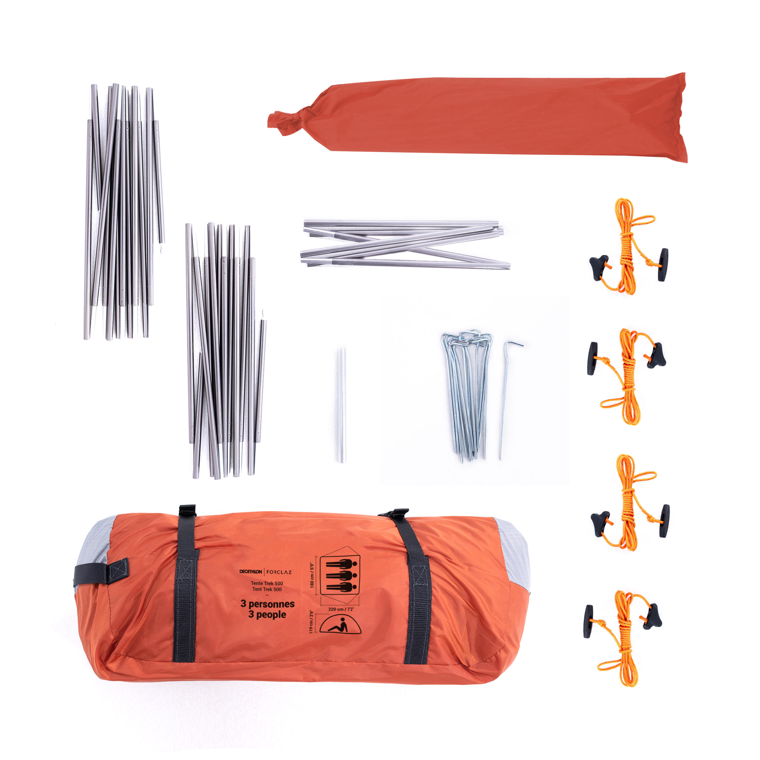3-Person Dome Trekking Tent, MT 500 - FORCLAZ