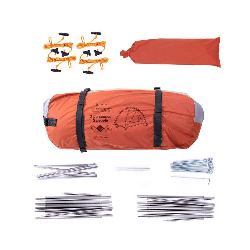 Tenda Trekking MT500 2 posti grigia e arancione