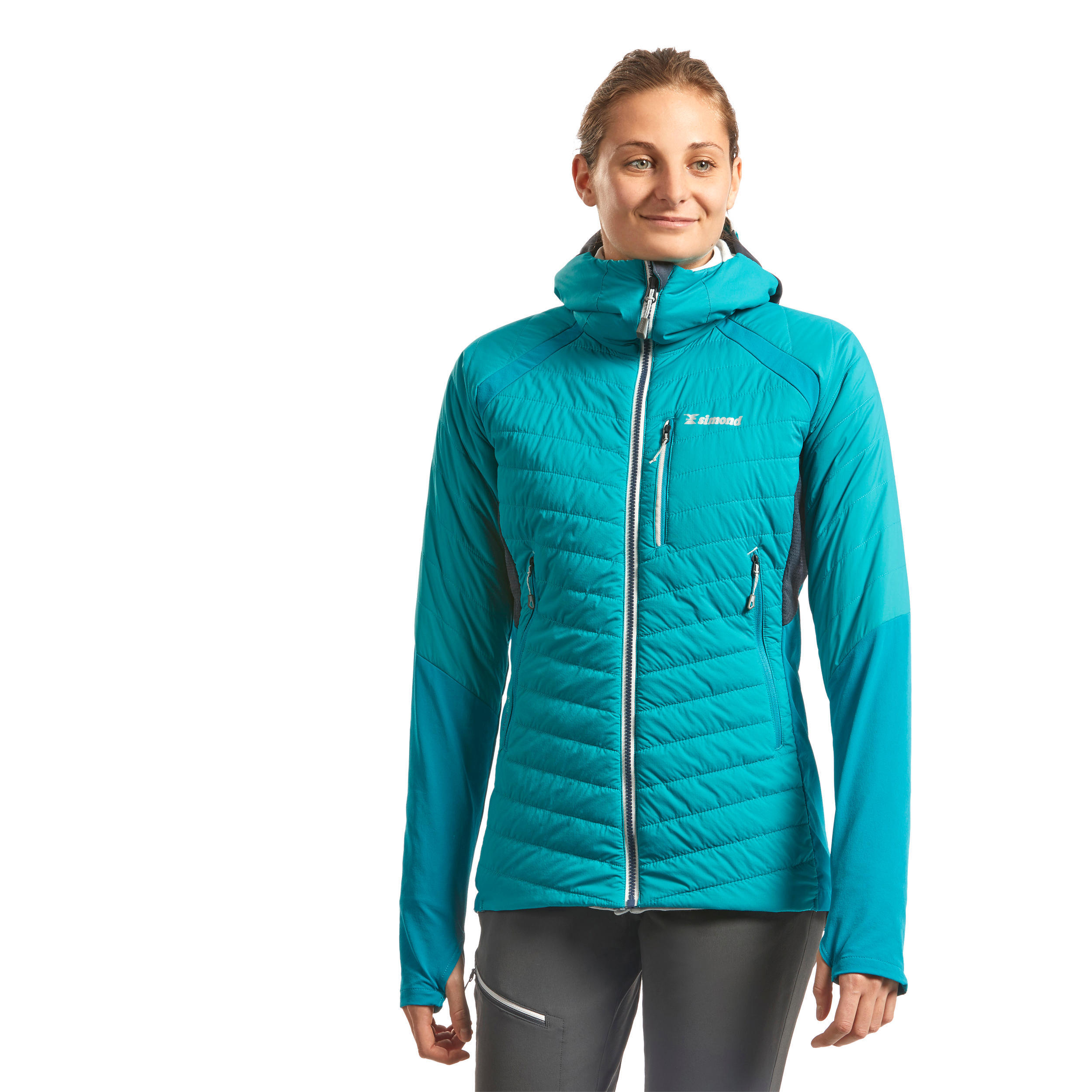 SIMOND Women’s synthetic hybrid mountaineering down jacket SPRINT - Blue