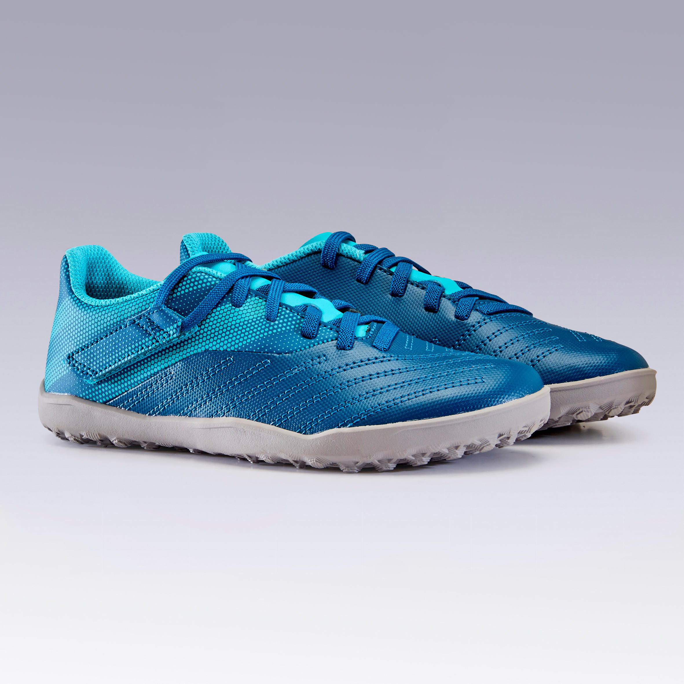 Бутсы футбольные детские на липучке (сороконожки) AGILITY 140 TF голубые KIPSTA