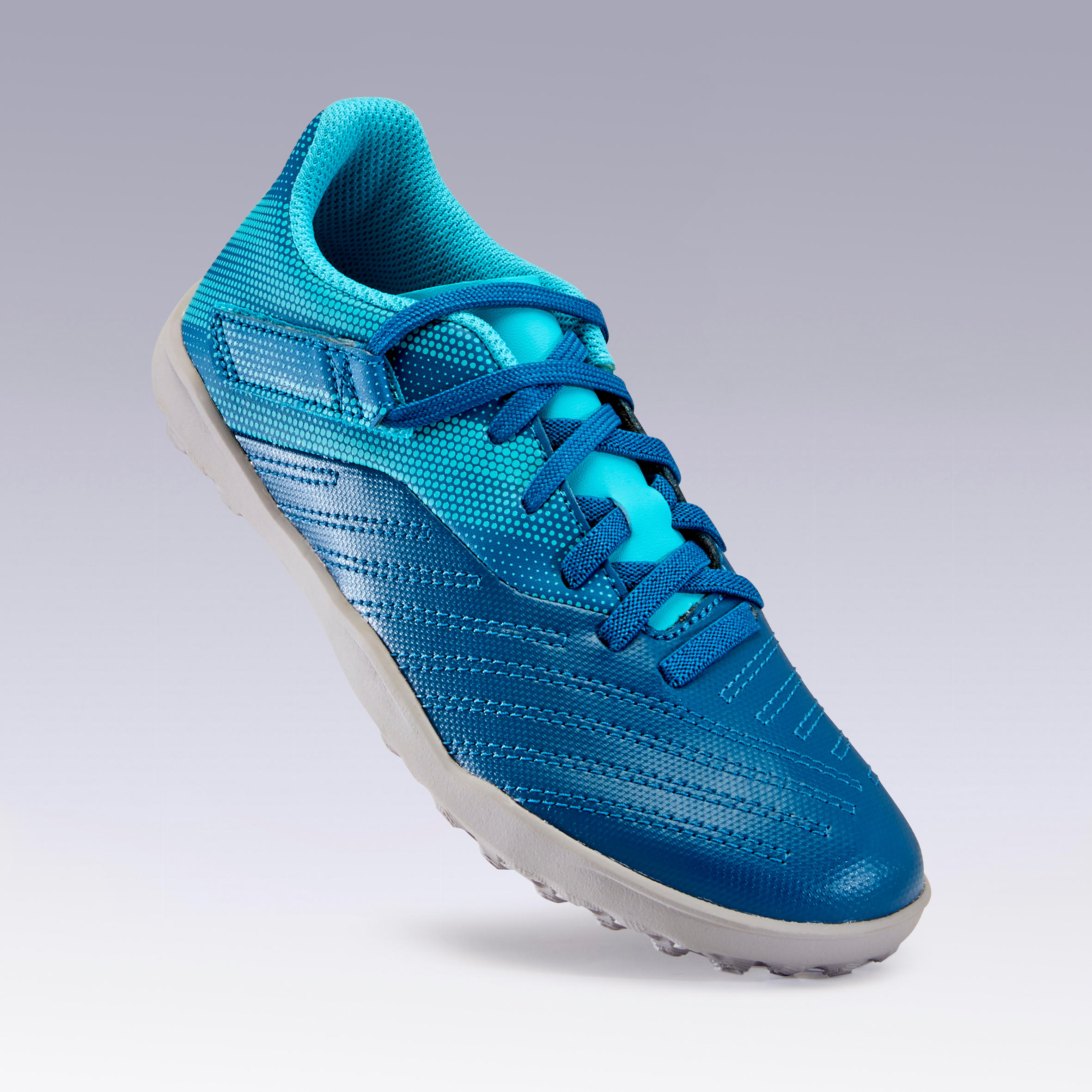 Бутсы футбольные детские на липучке (сороконожки) AGILITY 140 TF голубые KIPSTA