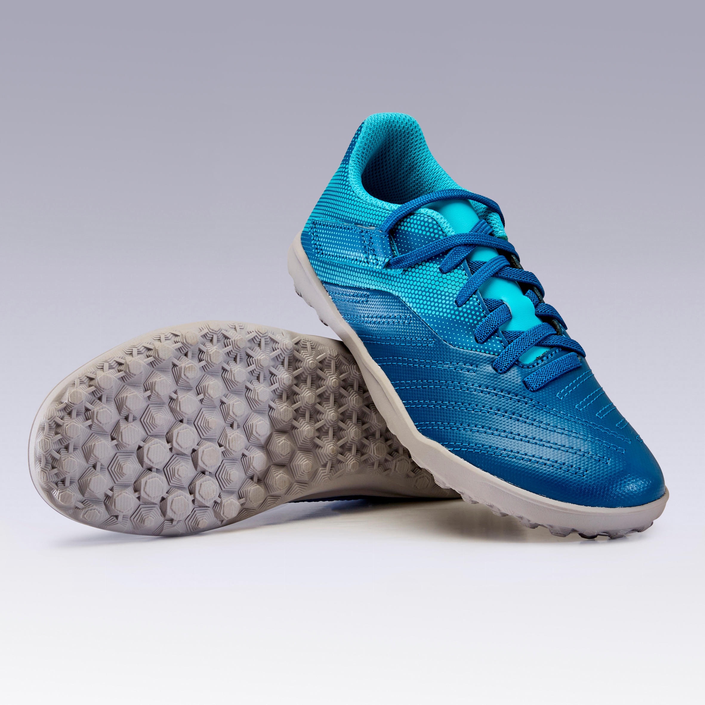 Бутсы футбольные детские на липучке (сороконожки) AGILITY 140 TF голубые KIPSTA