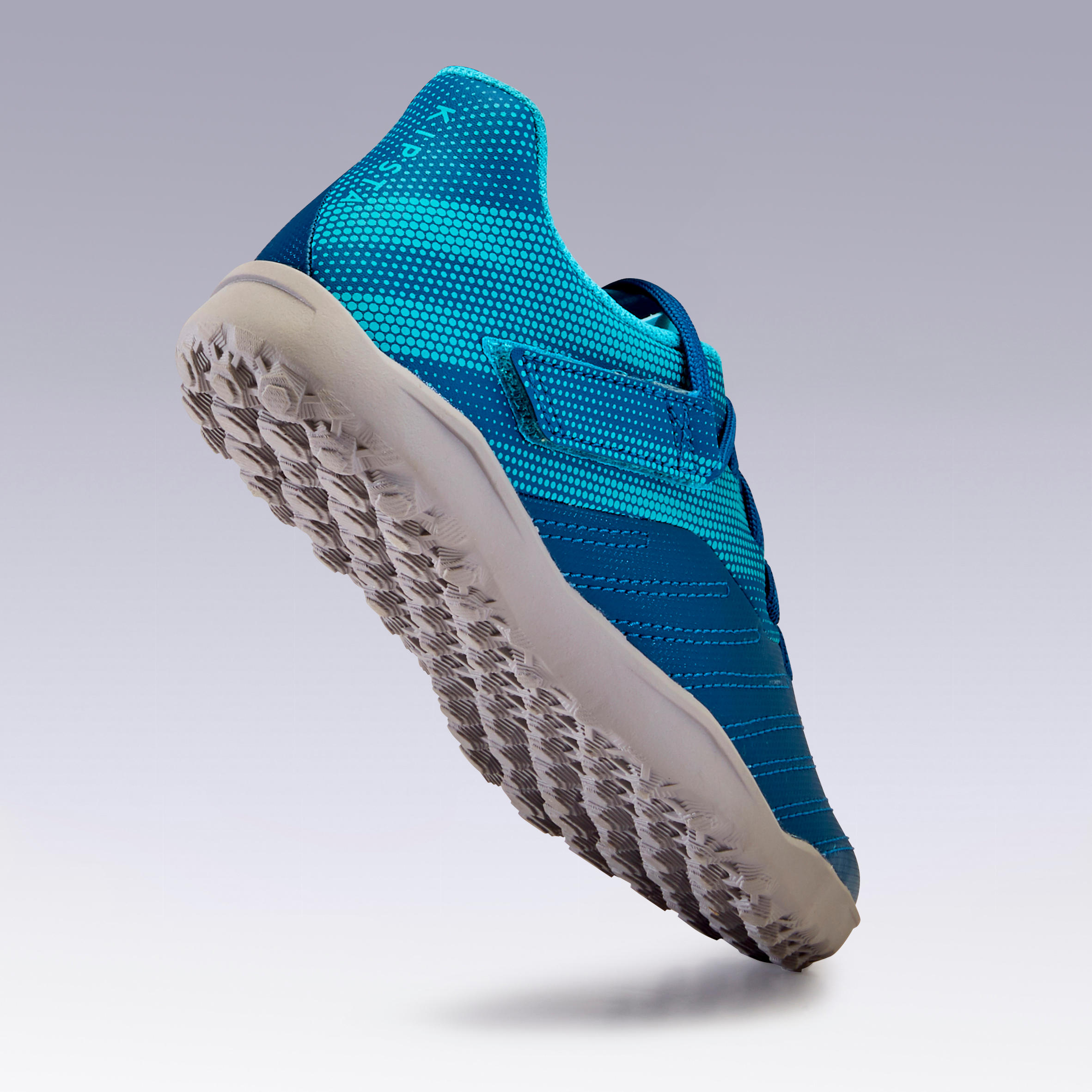 Бутсы футбольные детские на липучке (сороконожки) AGILITY 140 TF голубые KIPSTA