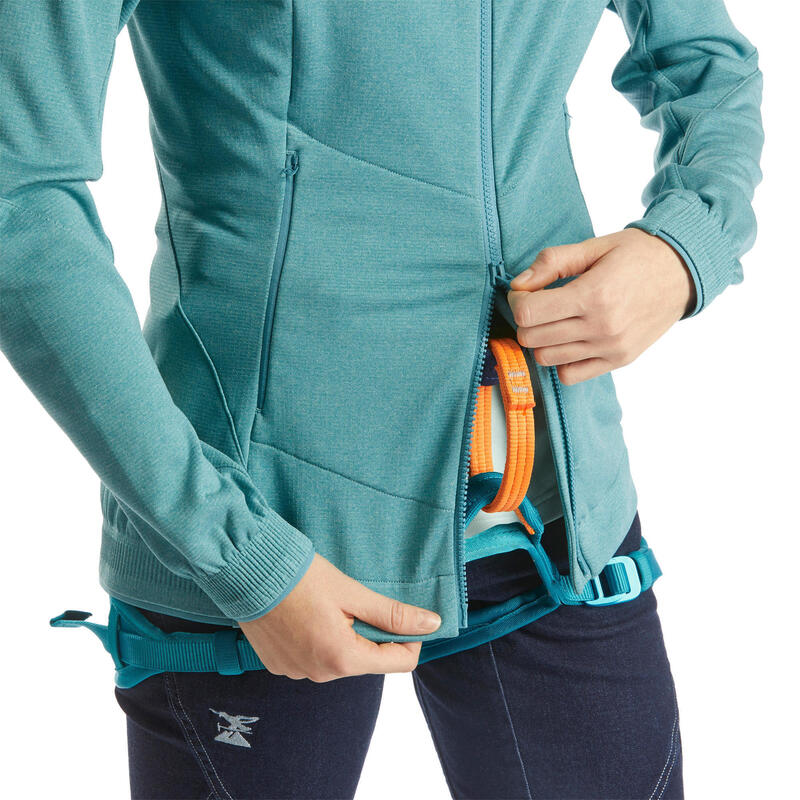 POLAIRE D'ESCALADE STRETCH - VERTIKA TURQUOISE FEMME