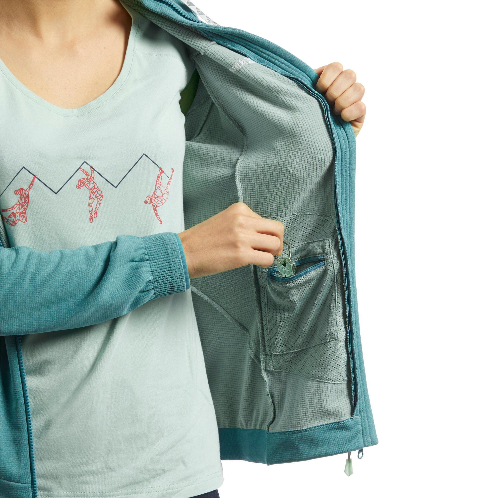 WOMEN'S STRETCH CLIMBING FLEECE - VERTIKA TURQUOISE