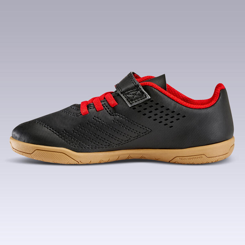 Kinder Fussball Hallenschuhe - Futsal 100 schwarz/rot