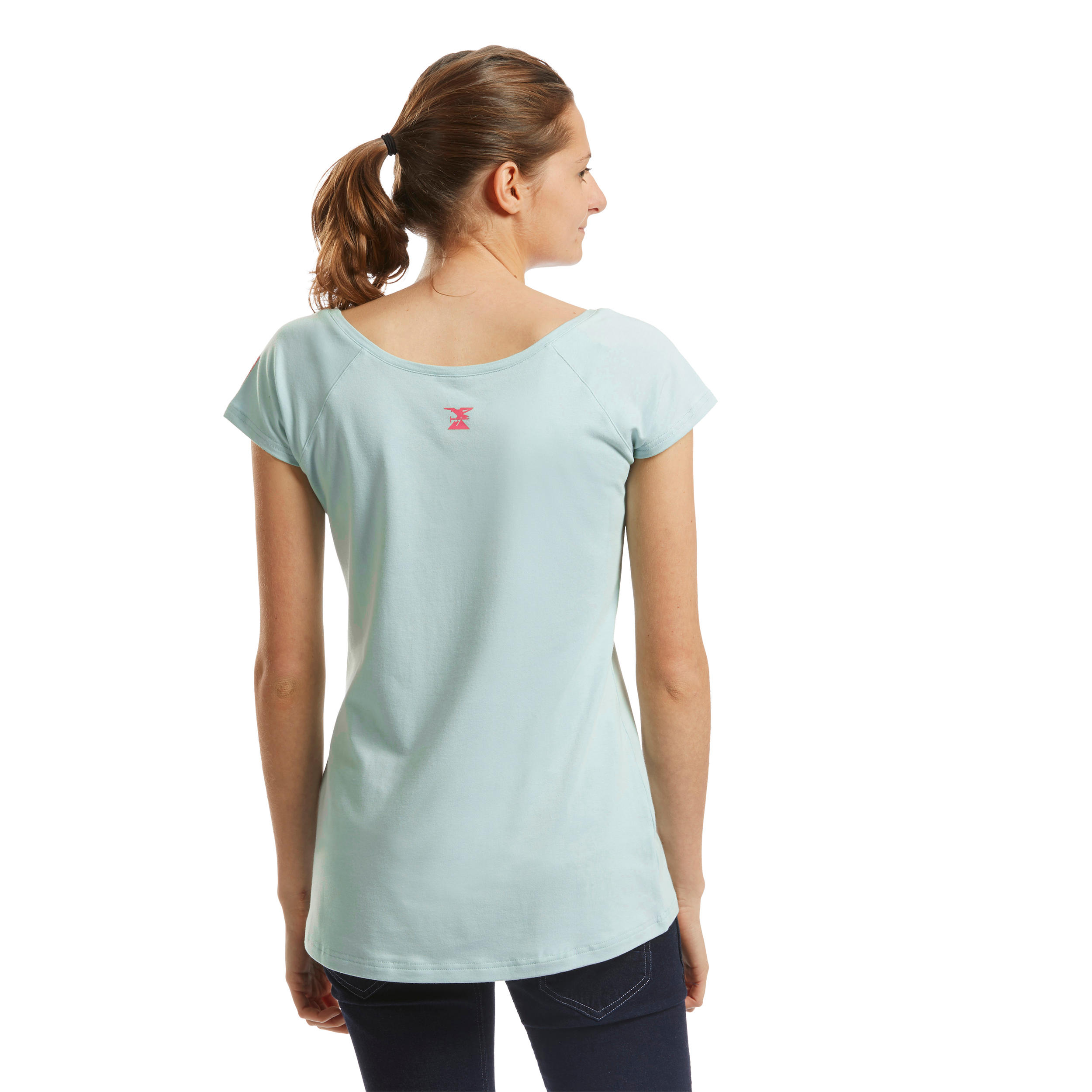 Women's Climbing Short Sleeve Stretch T-Shirt Turquoise 3/11