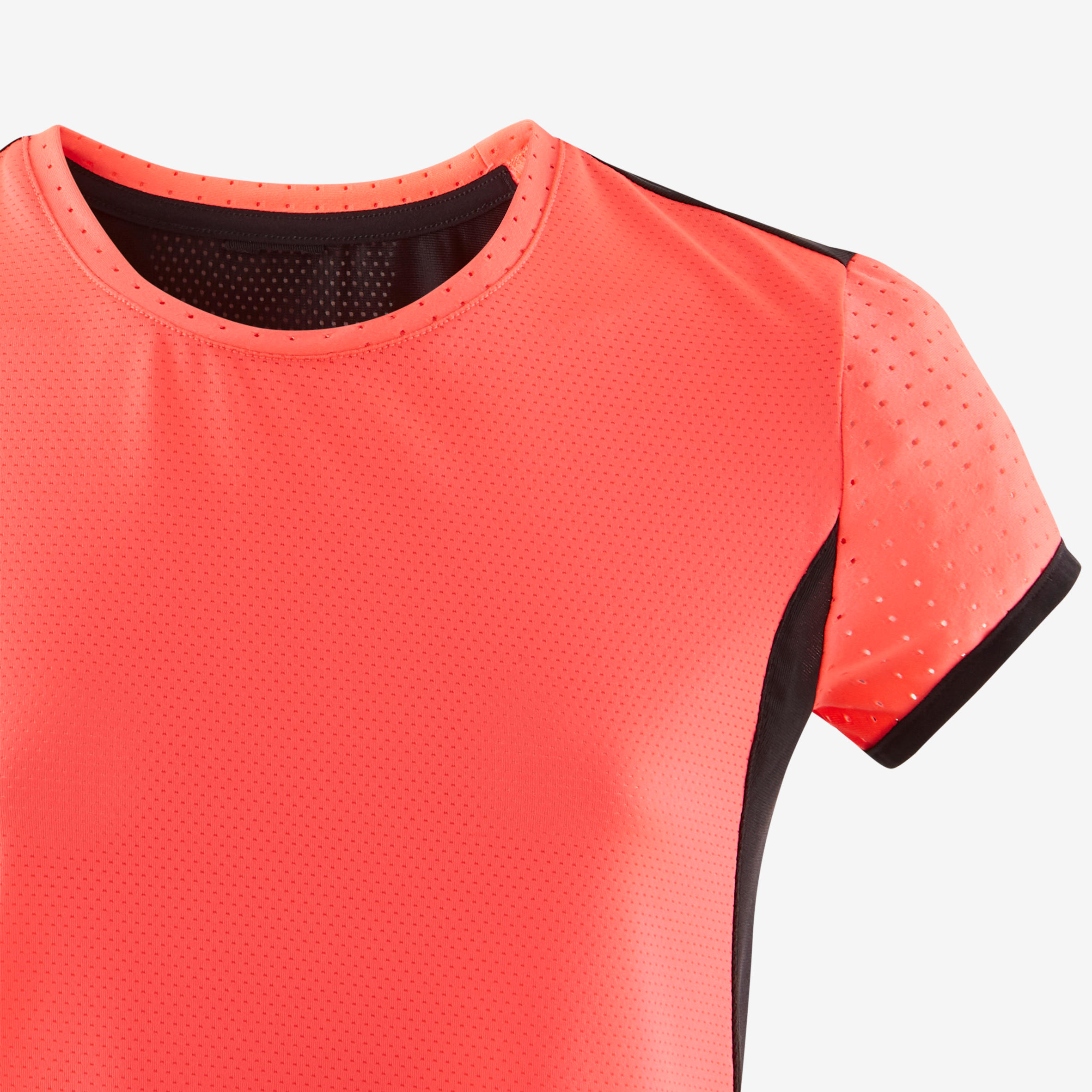 Girls' Breathable Gym T-Shirt S580 - Neon Pink/Black Back 4/6