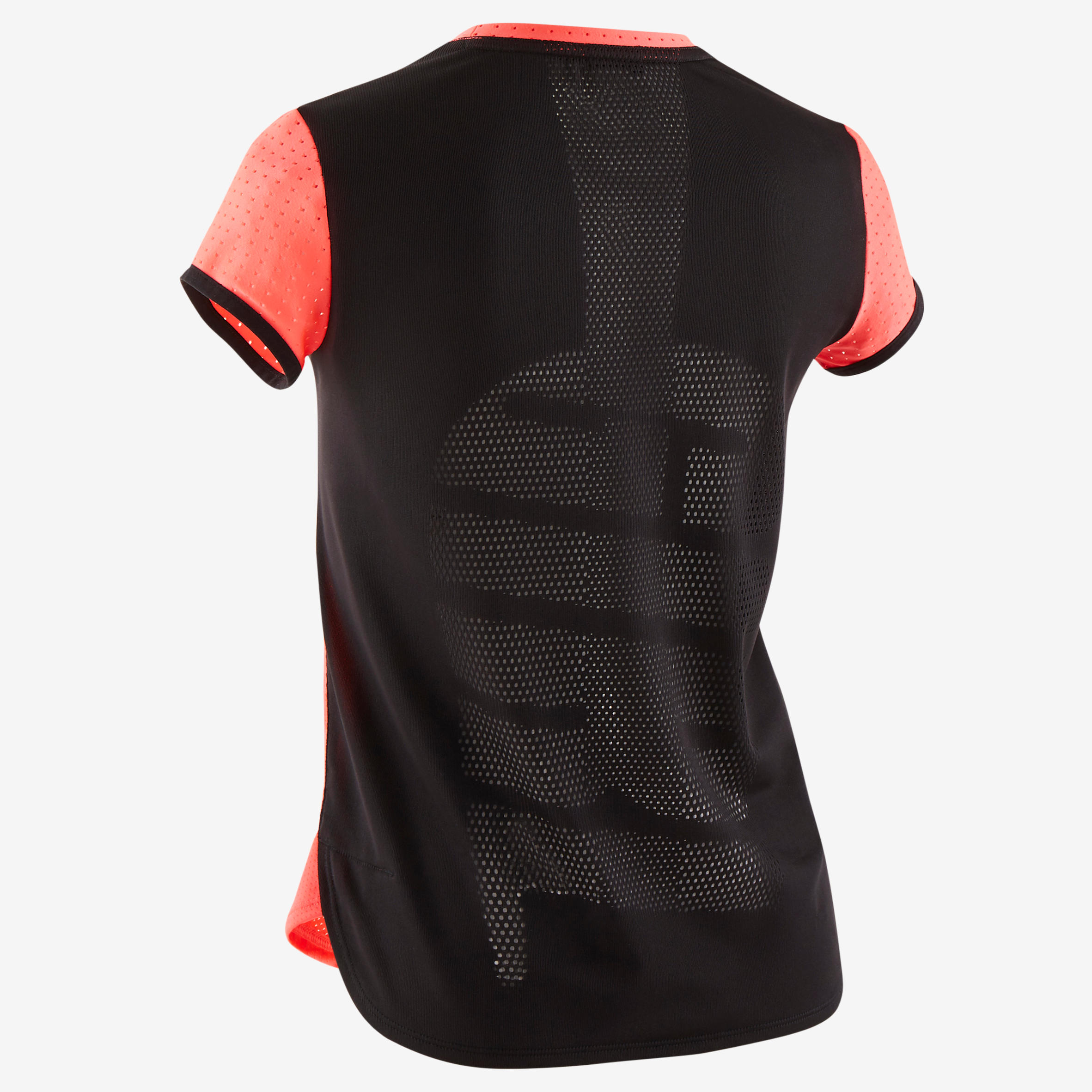 Girls' Breathable Gym T-Shirt S580 - Neon Pink/Black Back 3/6