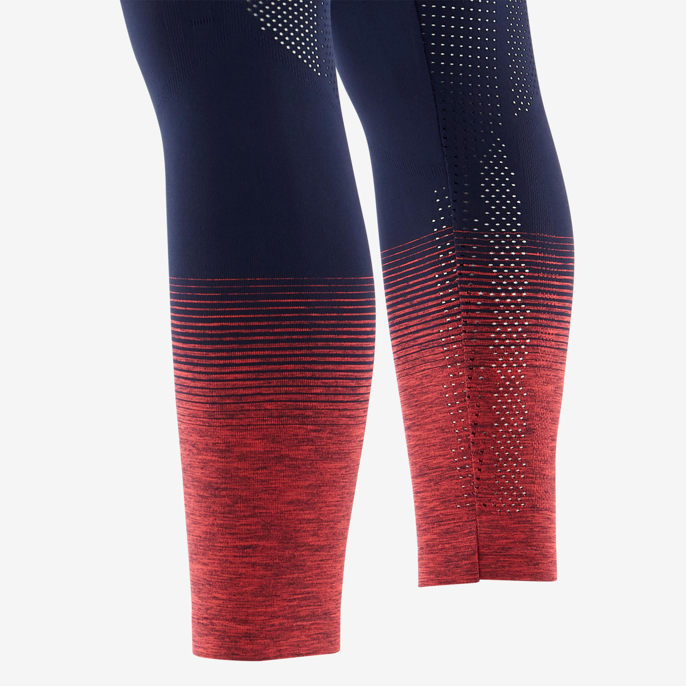 Girls' Breathable Technical Gym Leggings S580 - Navy Blue/Neon Pink Hem 6/6