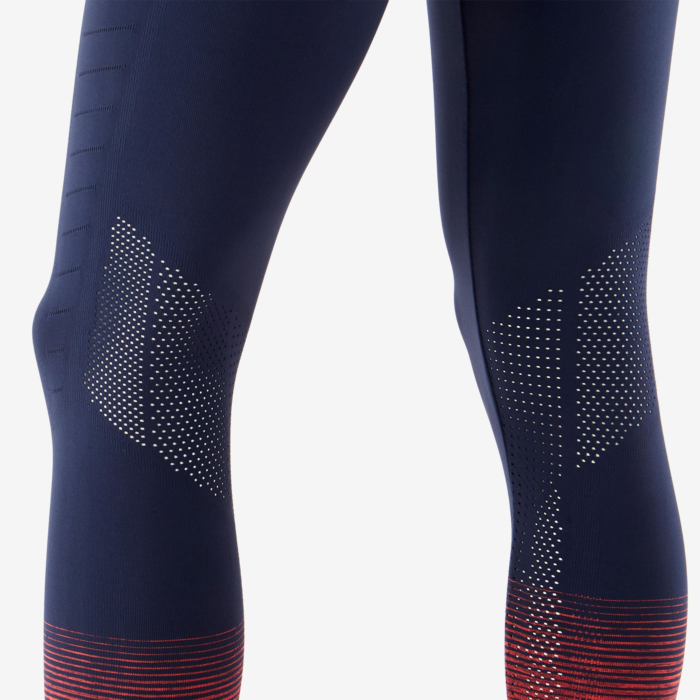 Girls' Breathable Technical Gym Leggings S580 - Navy Blue/Neon Pink Hem 5/6
