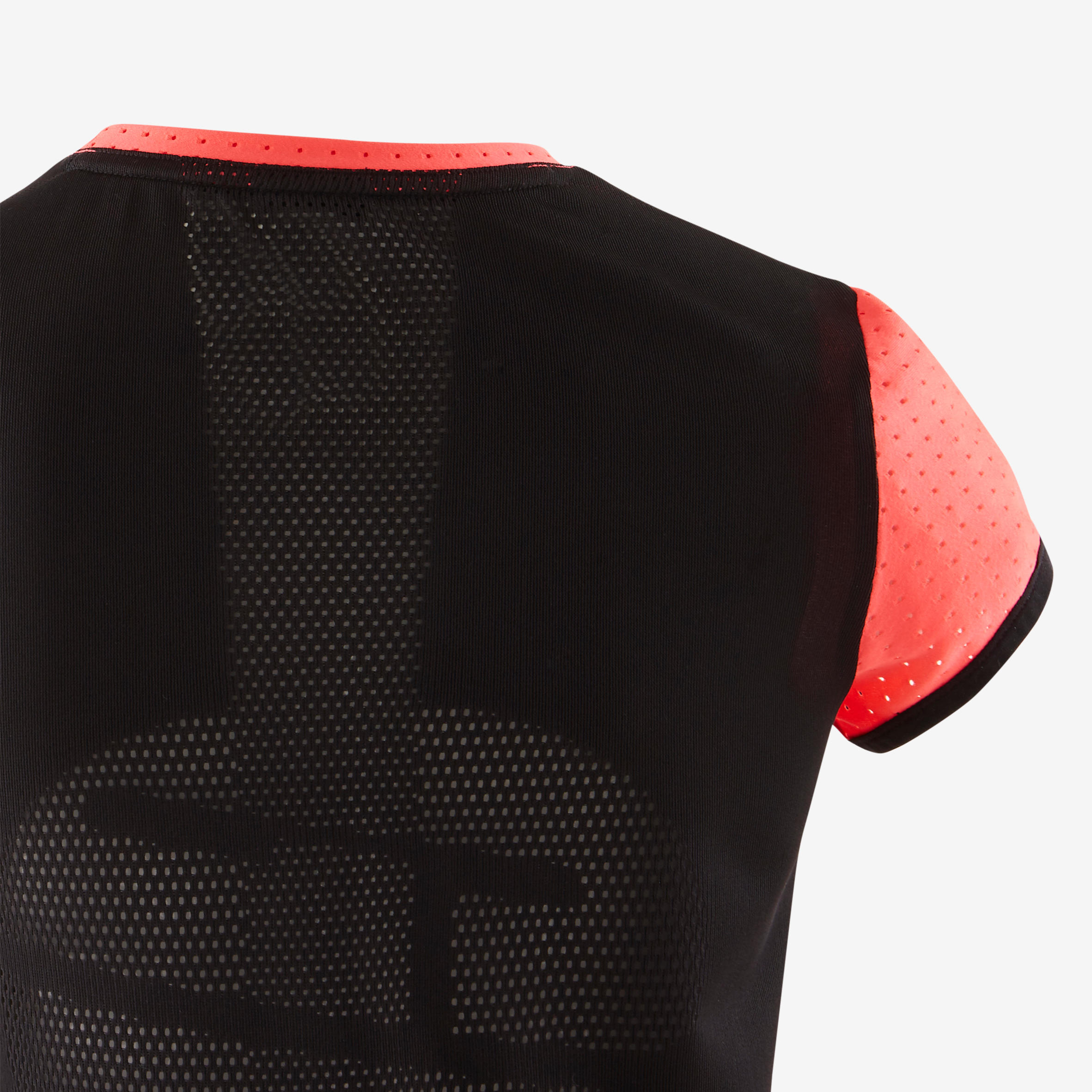 Girls' Breathable Gym T-Shirt S580 - Neon Pink/Black Back 5/6