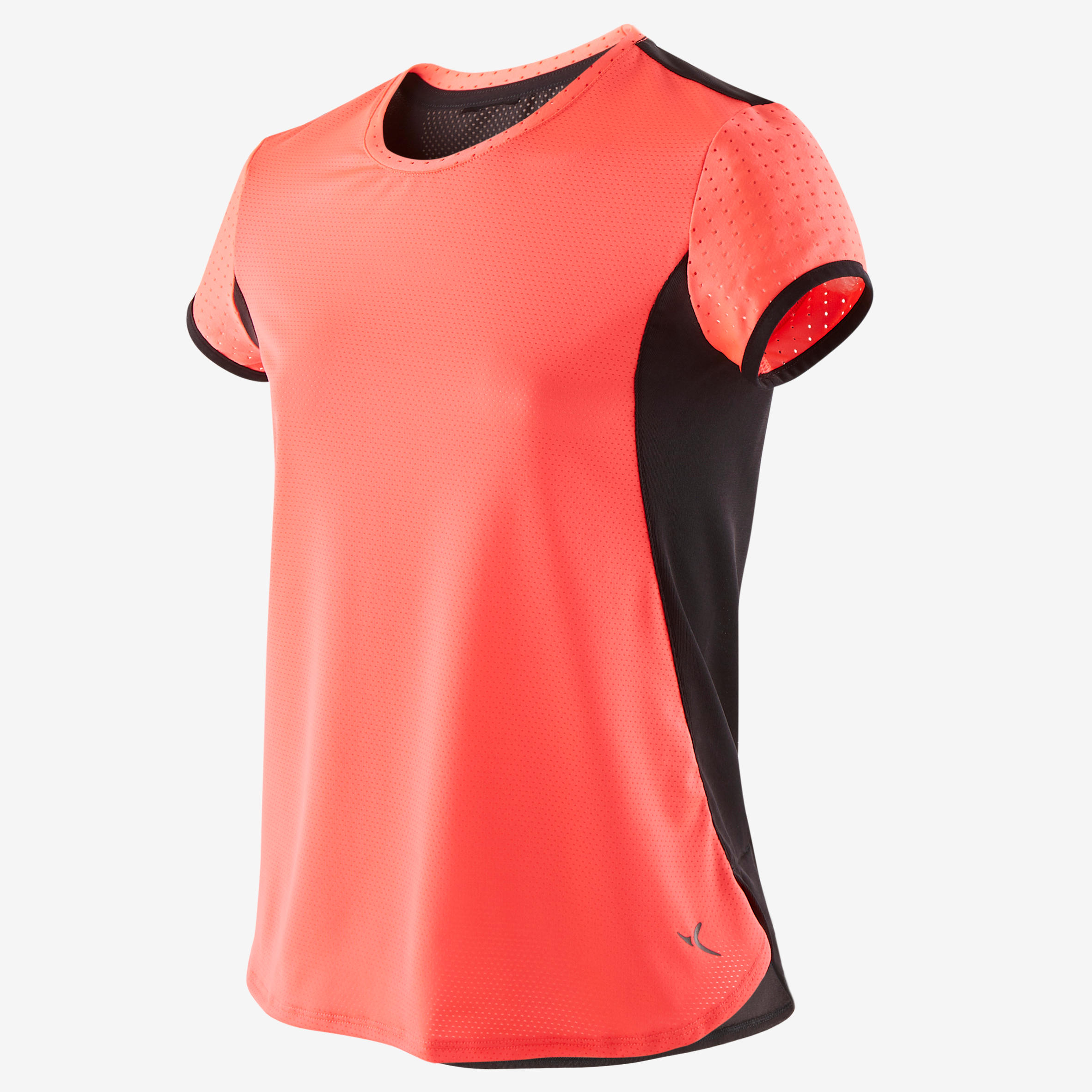 Girls' Breathable Gym T-Shirt S580 - Neon Pink/Black Back 2/6