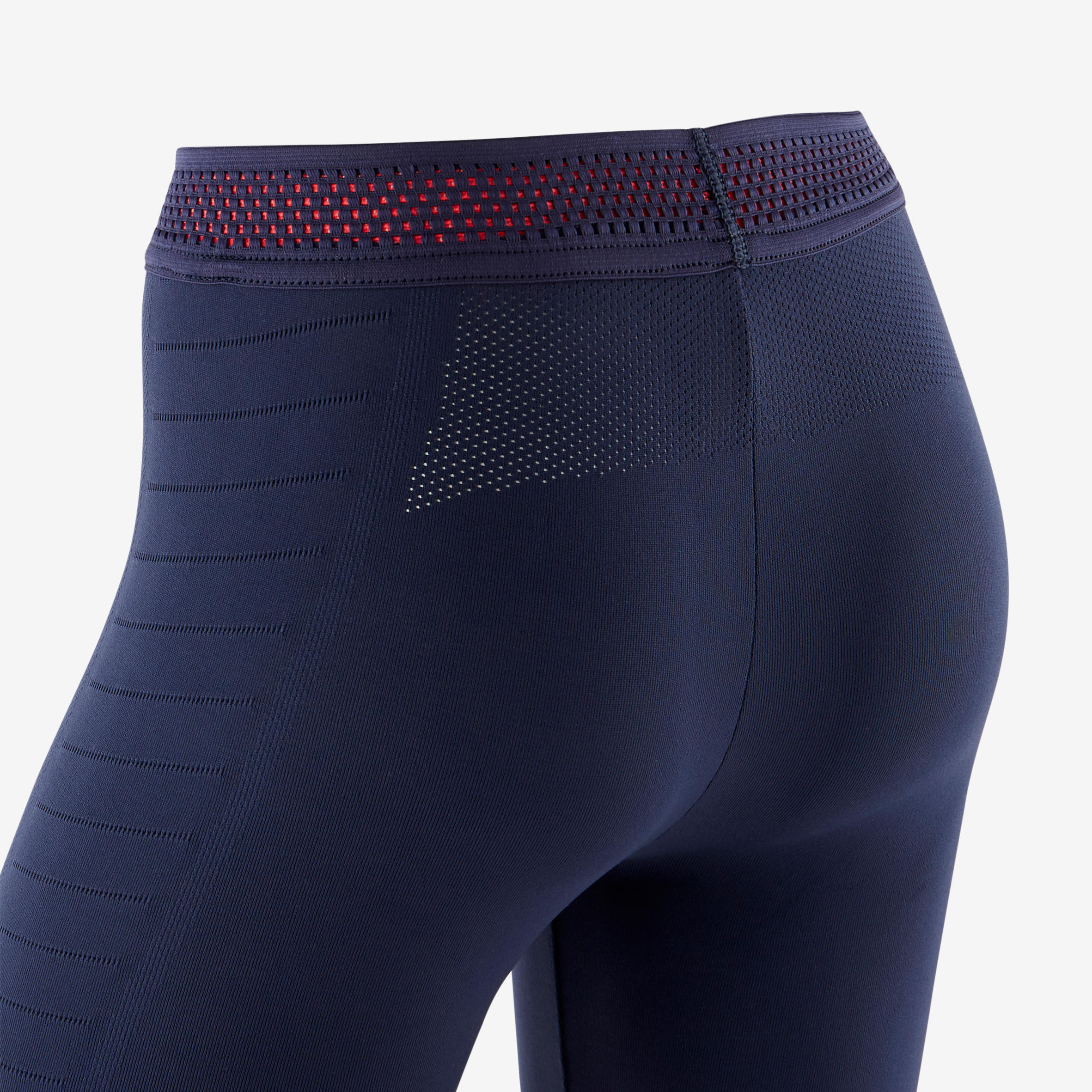 Girls' Breathable Technical Gym Leggings S580 - Navy Blue/Neon Pink Hem 4/6