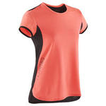 Domyos Ademend T-shirt voor gym meisjes S900 fluoroze/zwart op de rug