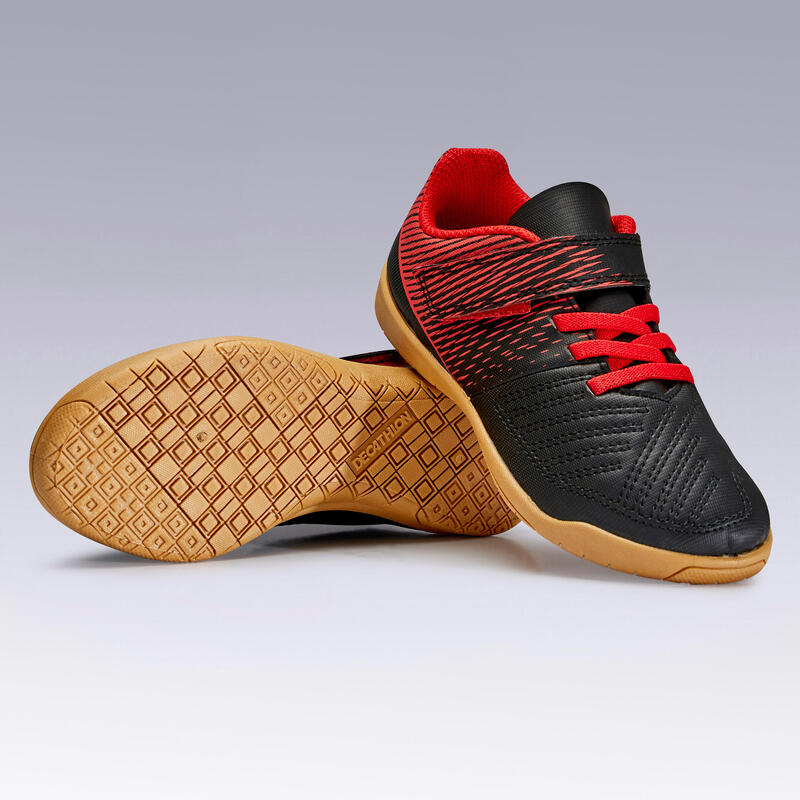 Scarpe futsal bambino 100 nero-rosso