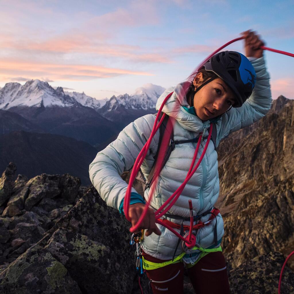 Bergsteiger-Jacke Alpinism Light Daunen Damen grün/blau