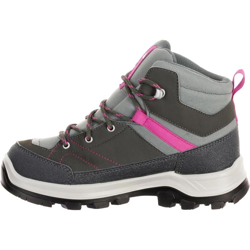 Chaussures de randonnée montagne enfant MH500 imperméables grises/rose 28-38