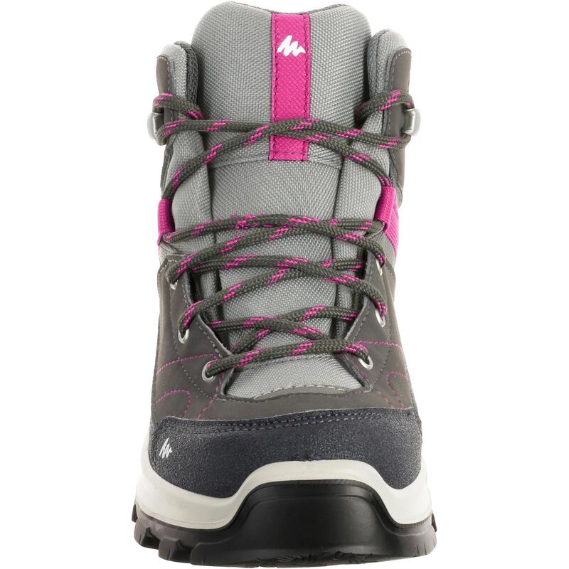 Chaussures de randonnée montagne enfant MH500 imperméables grises/rose 28-38