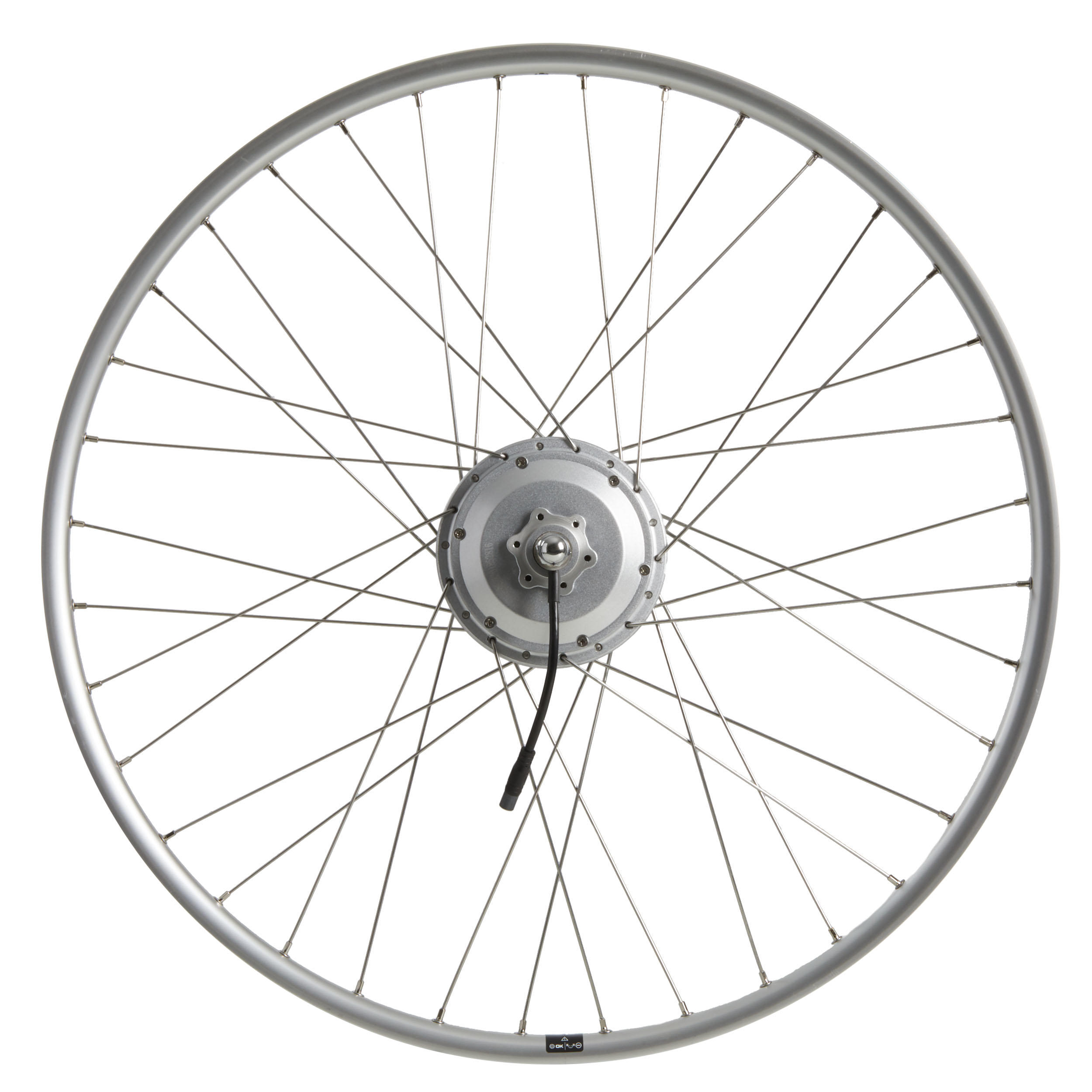 28-inch rear double-wall 36v silver electric-assist city bike wheel