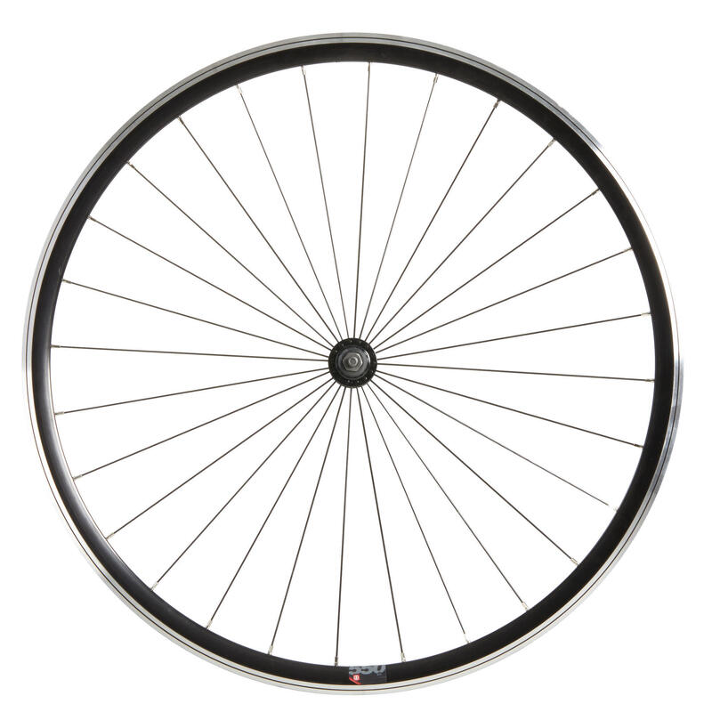 Első kerék fixi 28” dupla falú, fekete, Elops 500 kerékpárhoz, radiális fűzés