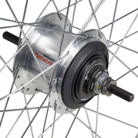 Wheel 28" Rear Double Wall Rim Nexus 7 City Bike Elops 920 - Silver