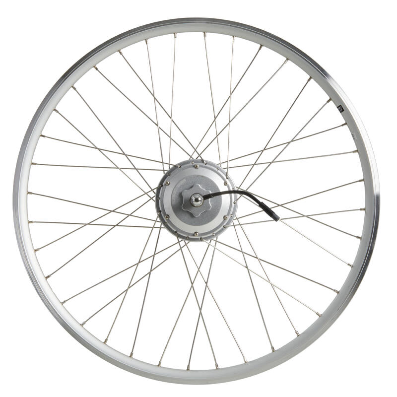 Roue velo ville arrière double parois argent moteur 36 volt B'Ebike 700