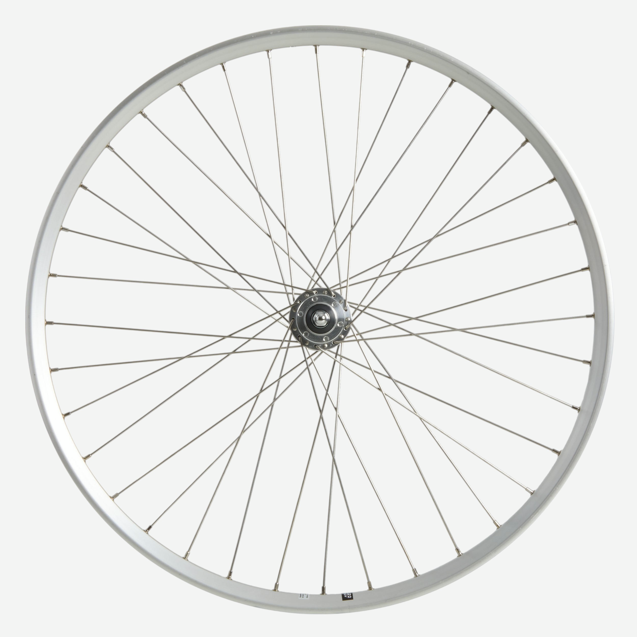 Roue ville 28 pouces avant double parois disc six tous argent - ELOPS