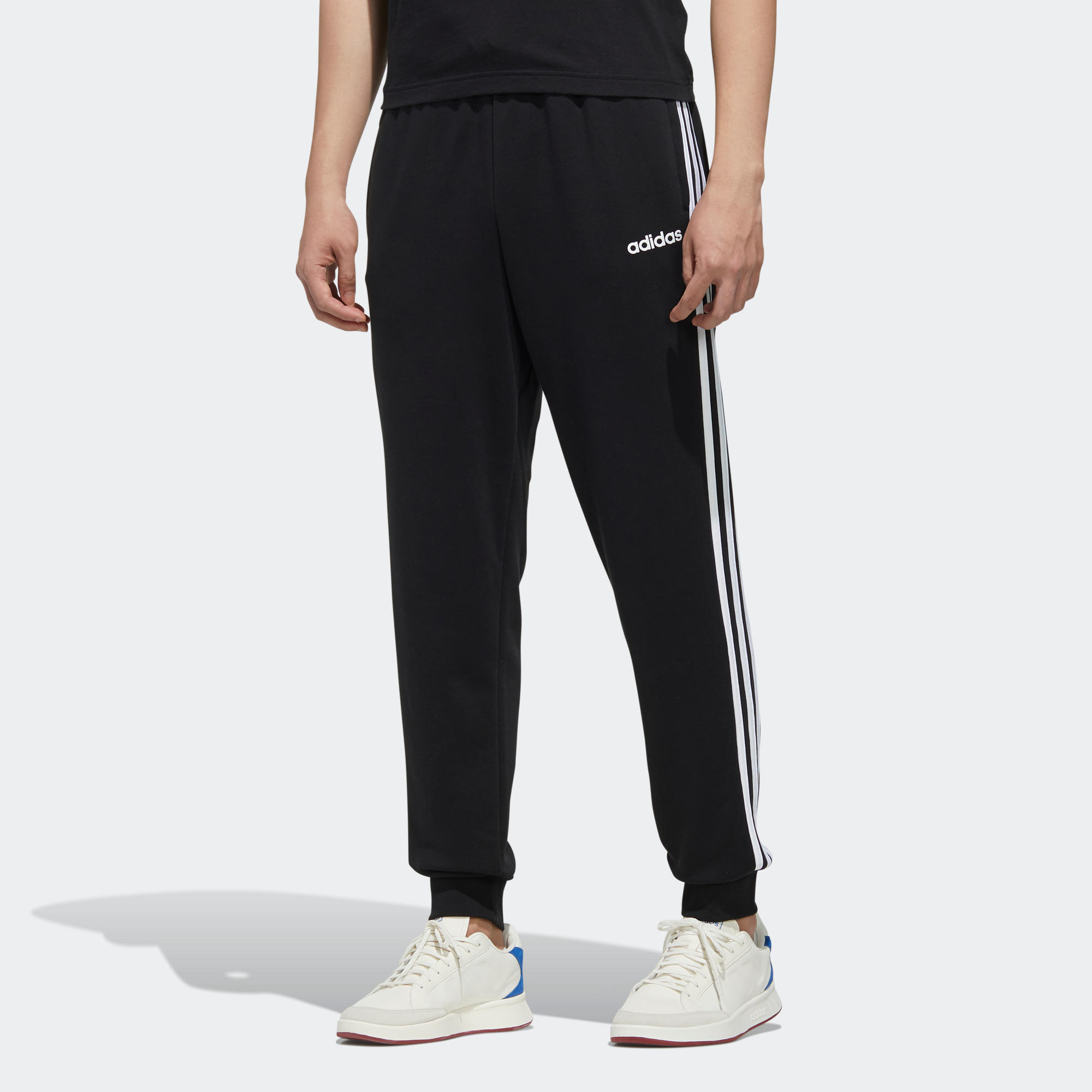 Pantalon de survêtement Adidas homme 3 bandes coupe droite noir