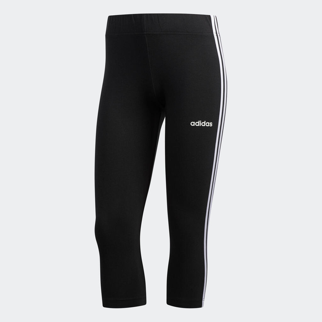 Women's Cotton Cropped Bottoms Essentials Three Stripes - Black