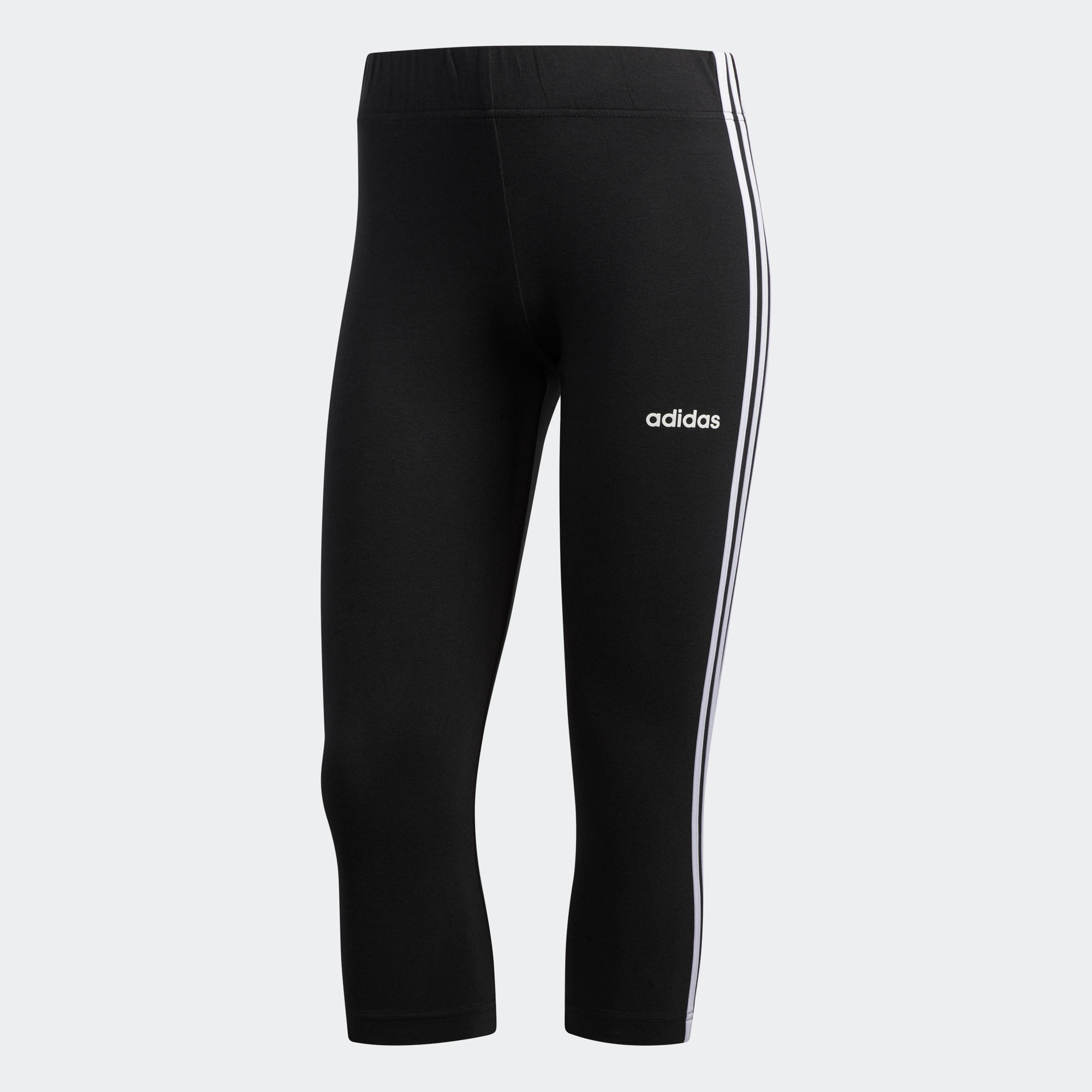 Women's Cotton Cropped Bottoms Essentials Three Stripes - Black 8/9